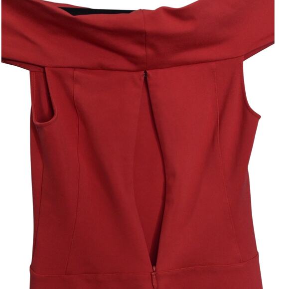 Halston Heritage Smooth Operator 2 Off Shoulder Sheath Mini Dress Red Cocktail - Picture 7 of 10